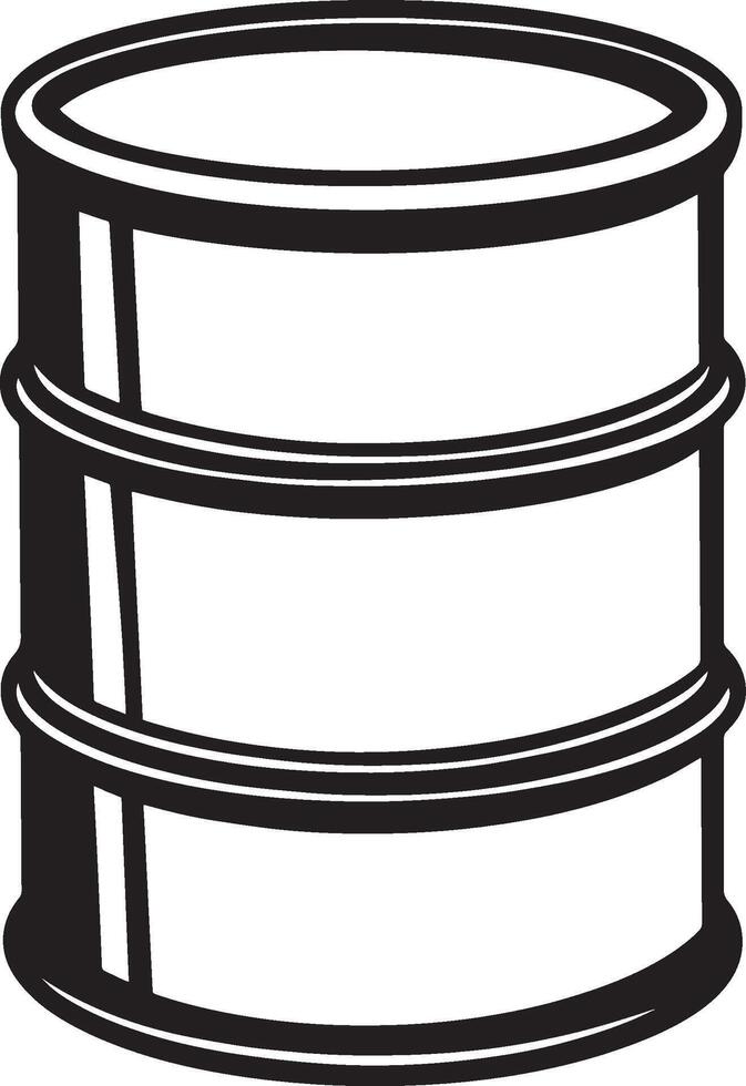 Clean and simple black linear outline of an oil barrel. vector