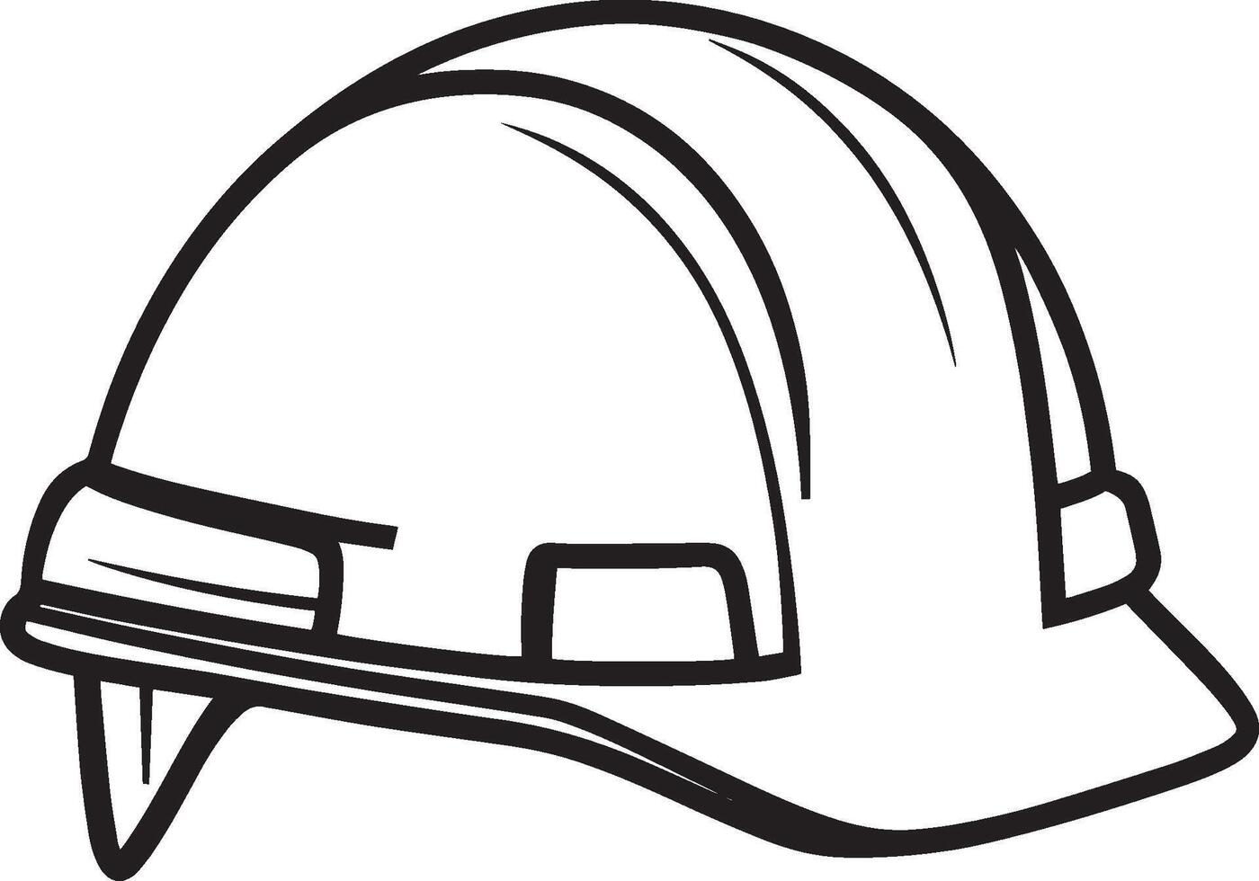 Crisp and clean outline of a hard hat in black linear design. vector