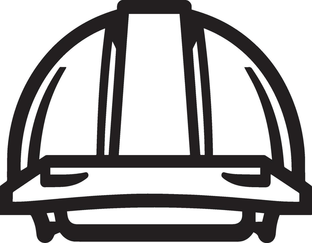 Simple and elegant black outline illustration of a hard hat. vector