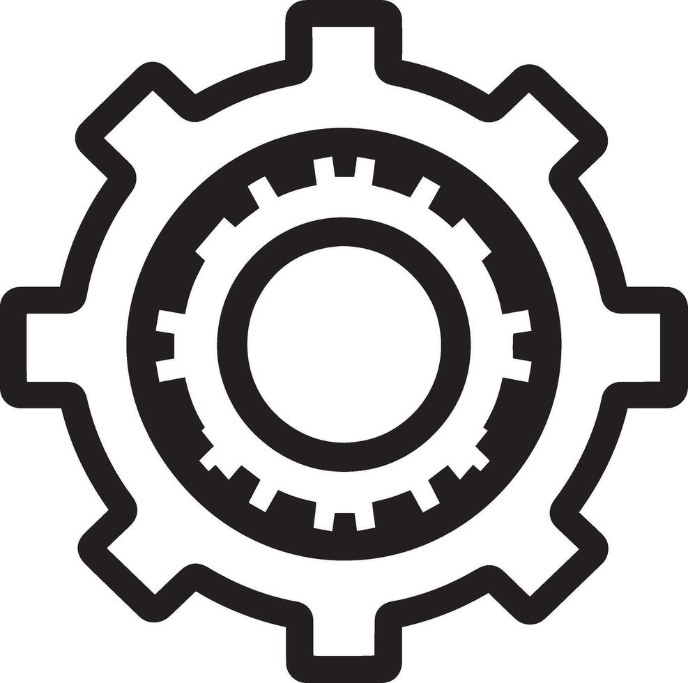 cog icon clean simple outline black illustration vector