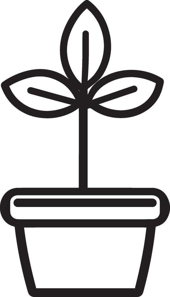 Black outline of a plant icon in a clean, simple design. vector