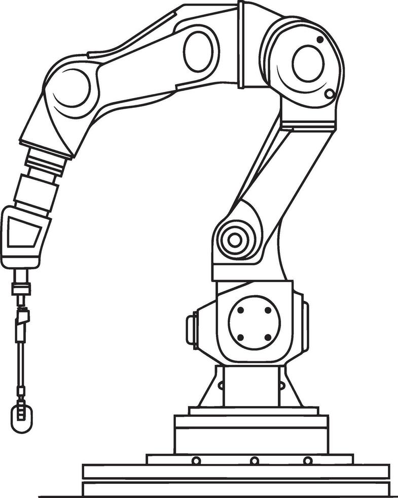 Clean and simple black linear outline of a robot arm. vector