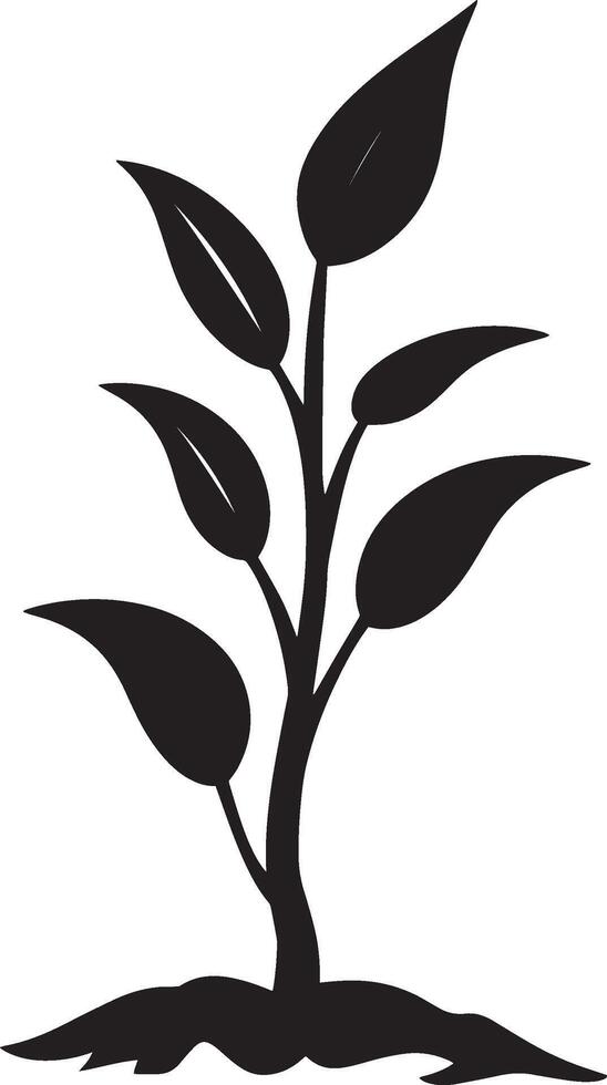 Minimalistic black illustration of a plant symbol. vector