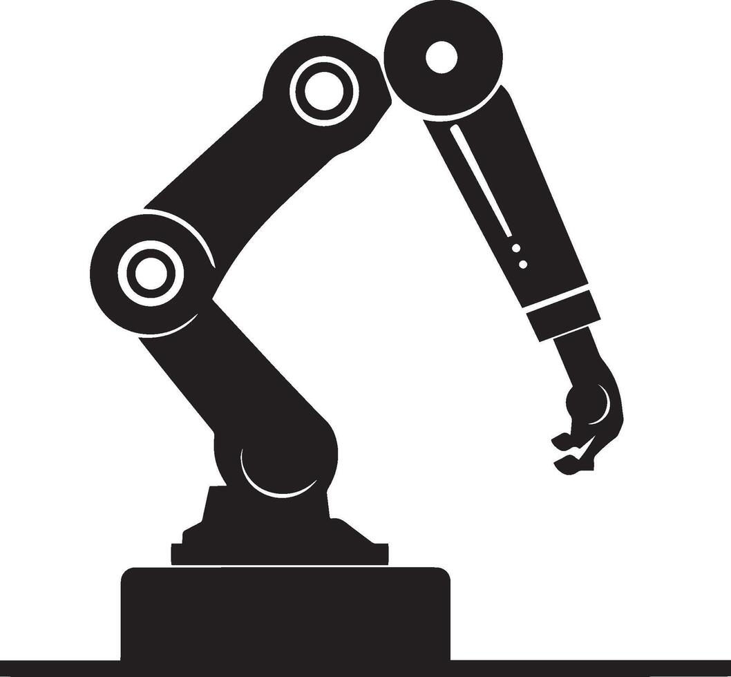 robot-arm icon clean simple silhouette black illustration vector