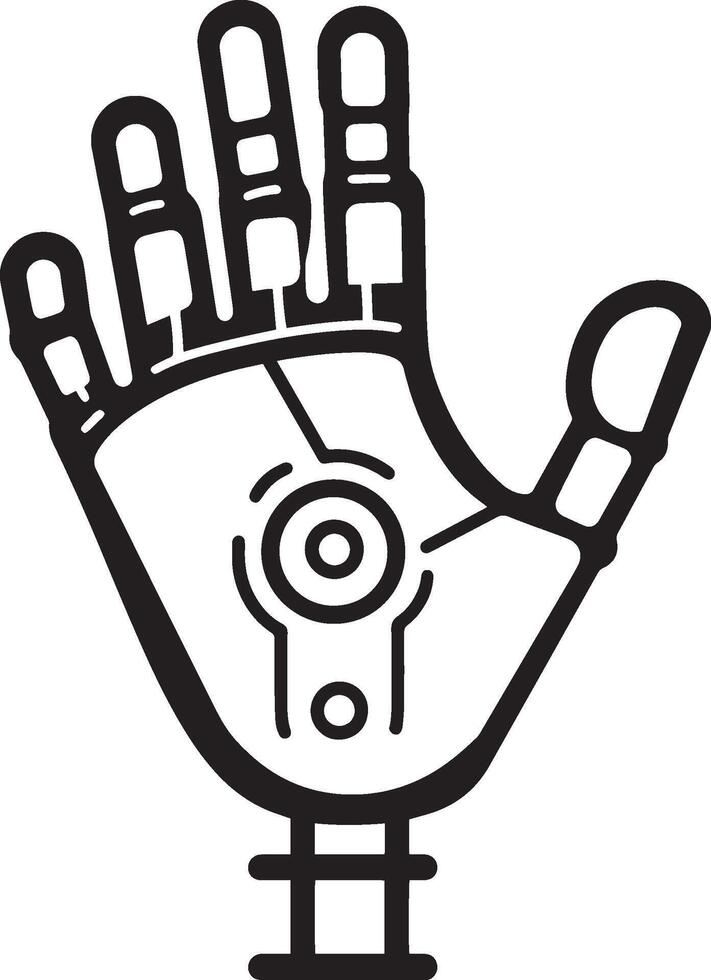 robot-arm icon clean simple outline black illustration vector