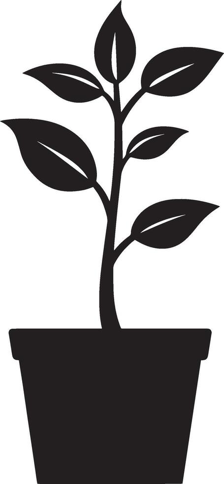 Black silhouette of a plant icon with a clean, simple design. vector