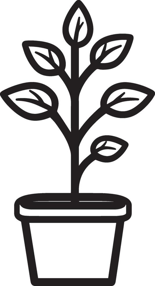 Minimalistic black illustration of a plant symbol with an outline. vector