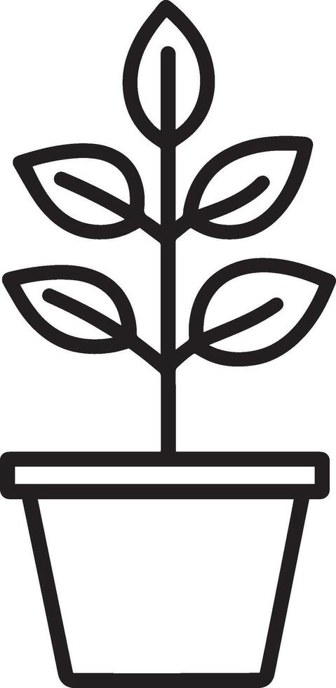 Clean and simple black outline of a plant icon. vector
