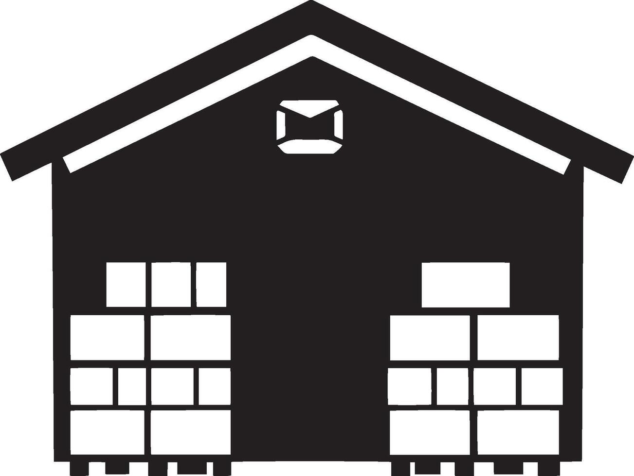 Minimalistic black illustration of a warehouse symbol. vector