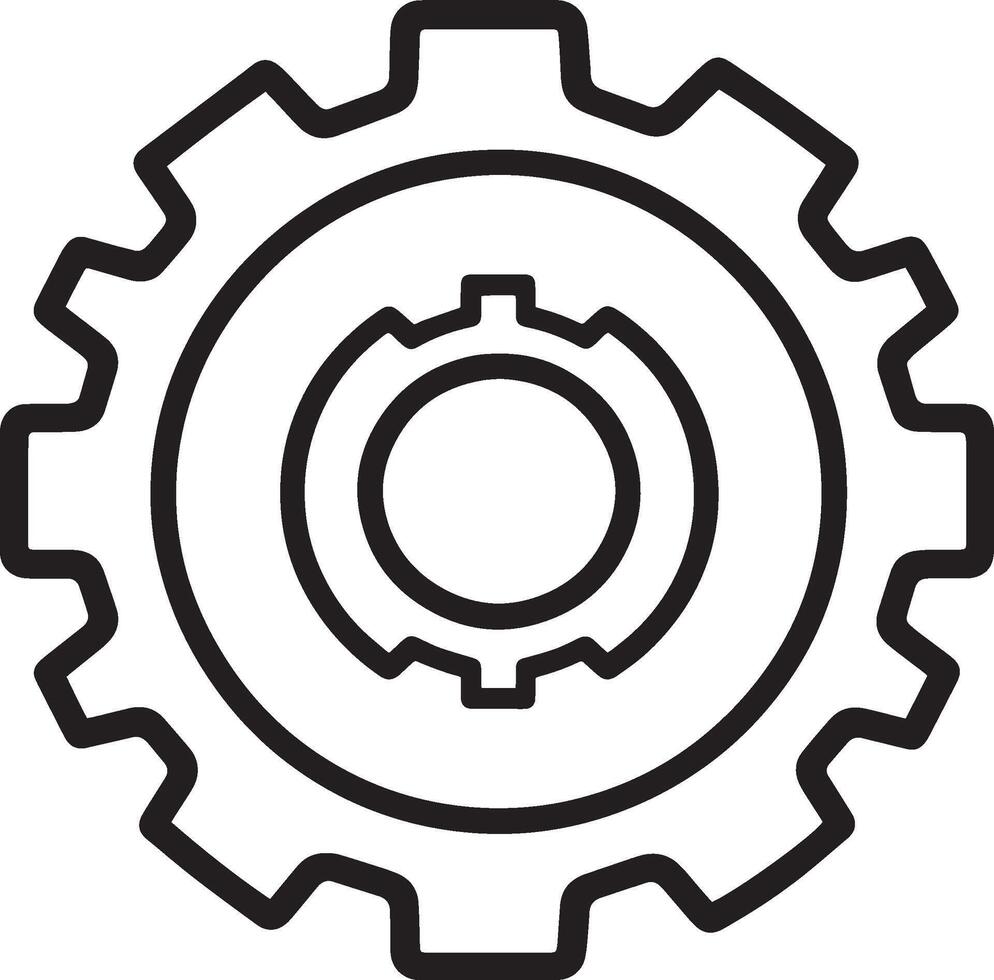 gear clean simple linear outline black illustration vector