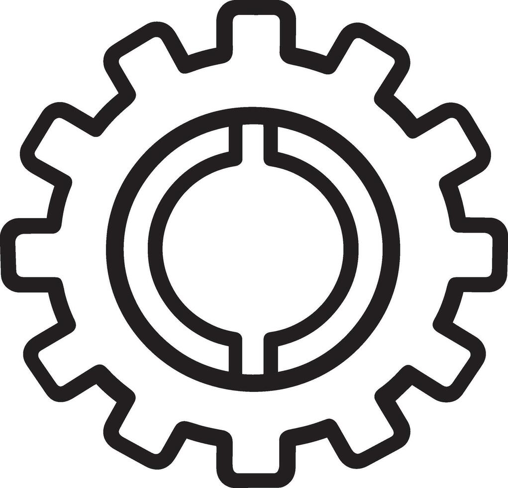 Minimalistic black illustration of a gear symbol with an outline. vector