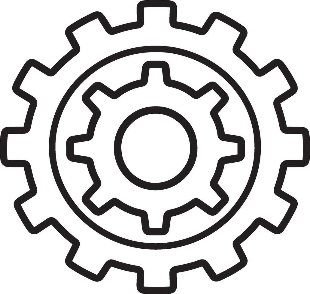 Clean and simple black linear outline of a gear. vector