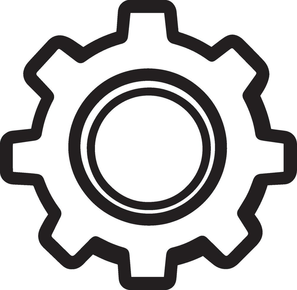 Simple and elegant black outline illustration of a gear. vector