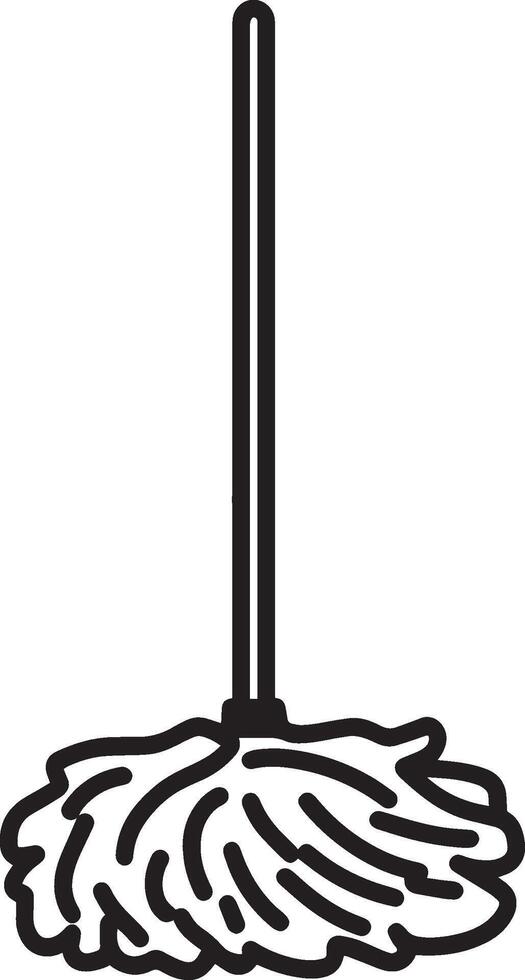 Black outline of a mop icon in a clean, simple design. vector