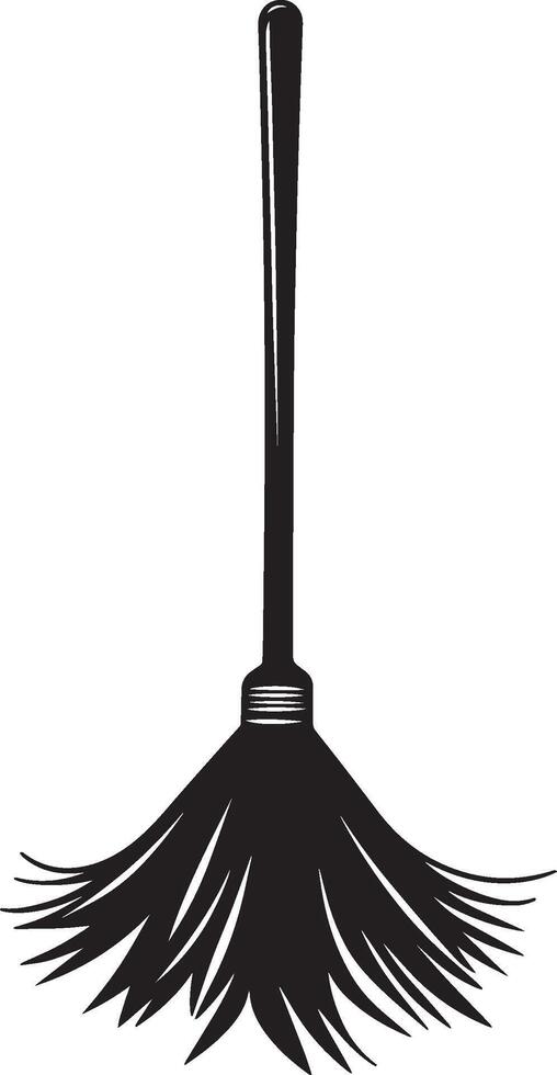 Minimalistic black illustration of a broom symbol. vector