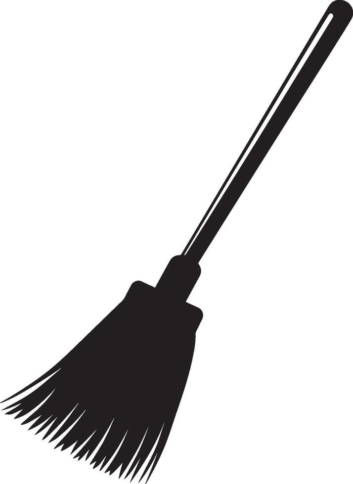 Clean and simple black silhouette of a broom icon. vector