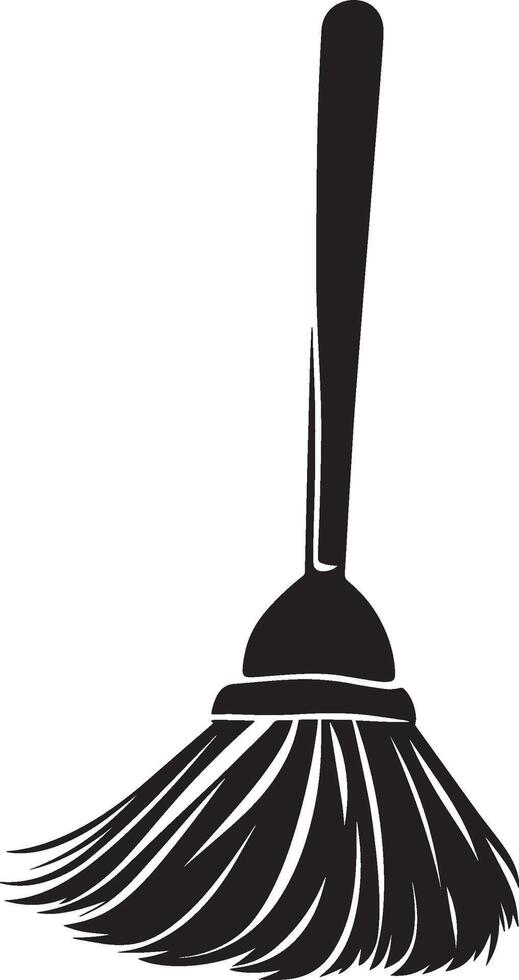 broom icon clean simple silhouette black illustration vector