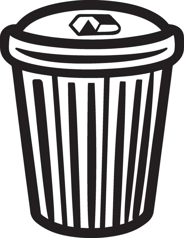 trash-bin icon clean simple outline black illustration vector
