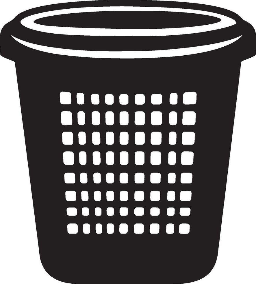 Black silhouette of a laundry basket icon with a clean, simple design. vector
