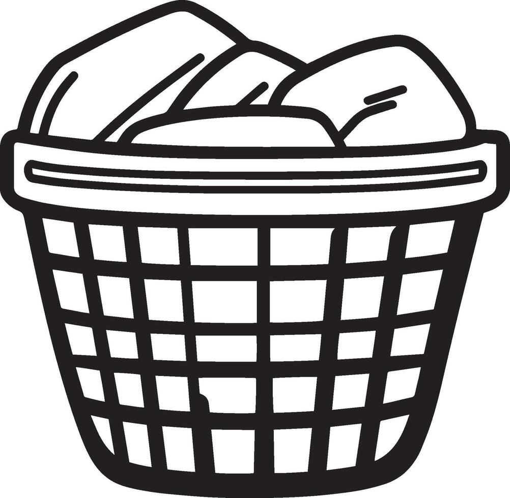 laundry-basket clean simple linear outline black illustration vector