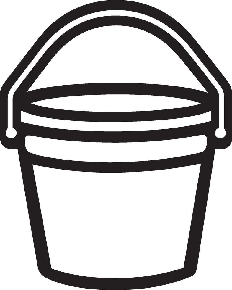 Minimalistic black illustration of a bucket symbol with an outline. vector