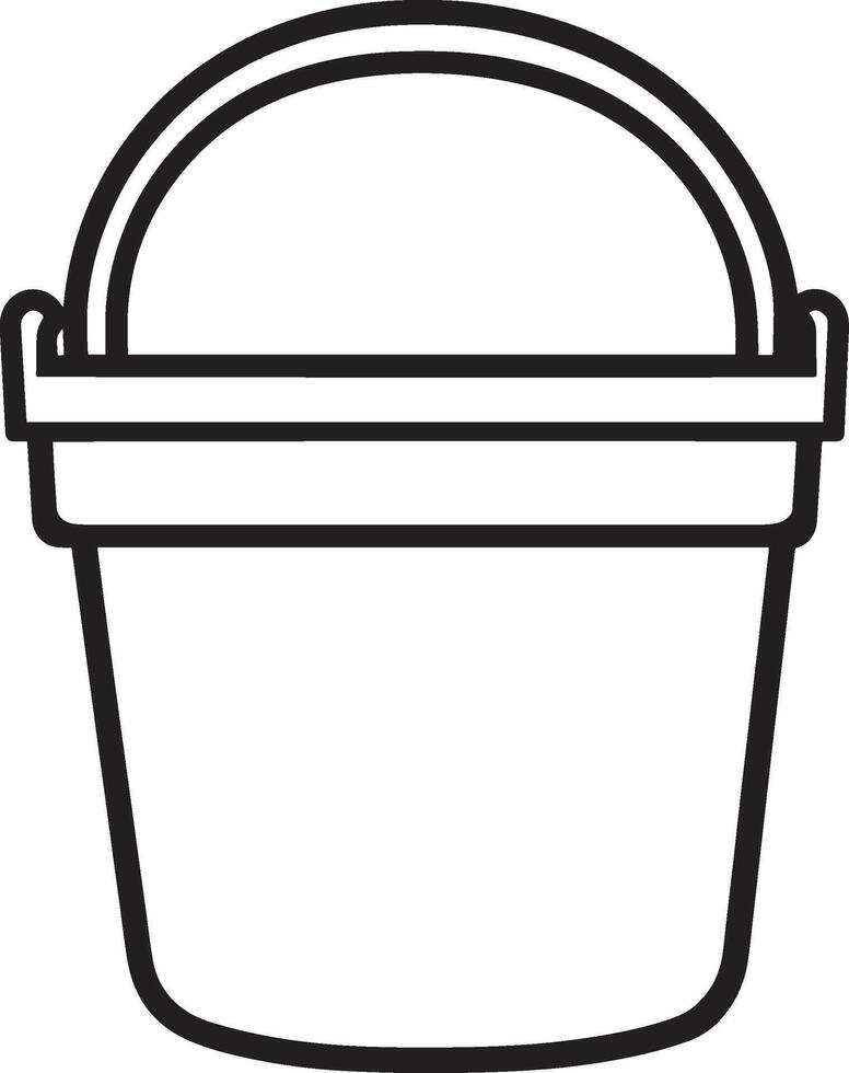 bucket clean simple linear outline black illustration vector