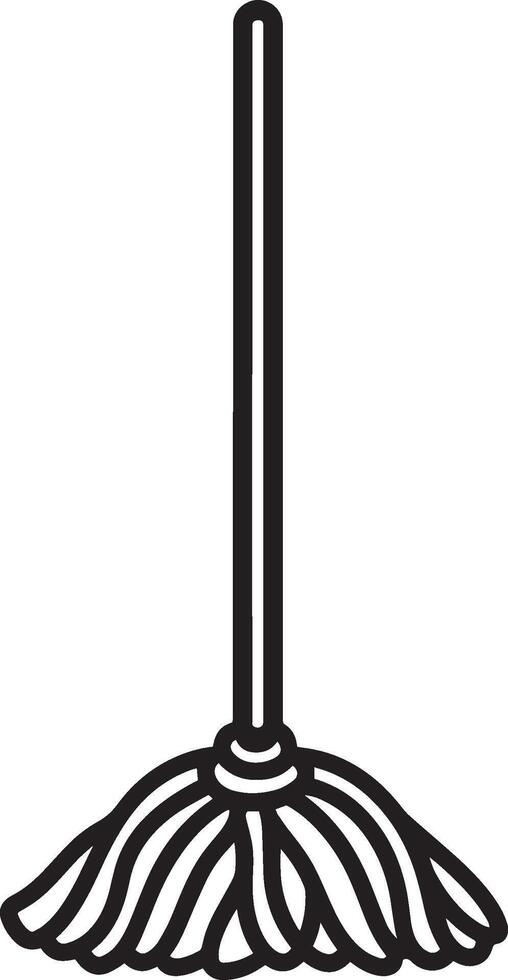 Clean and simple black outline of a mop icon. vector