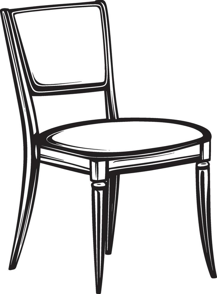 Simple and elegant black linear illustration of a chair. vector