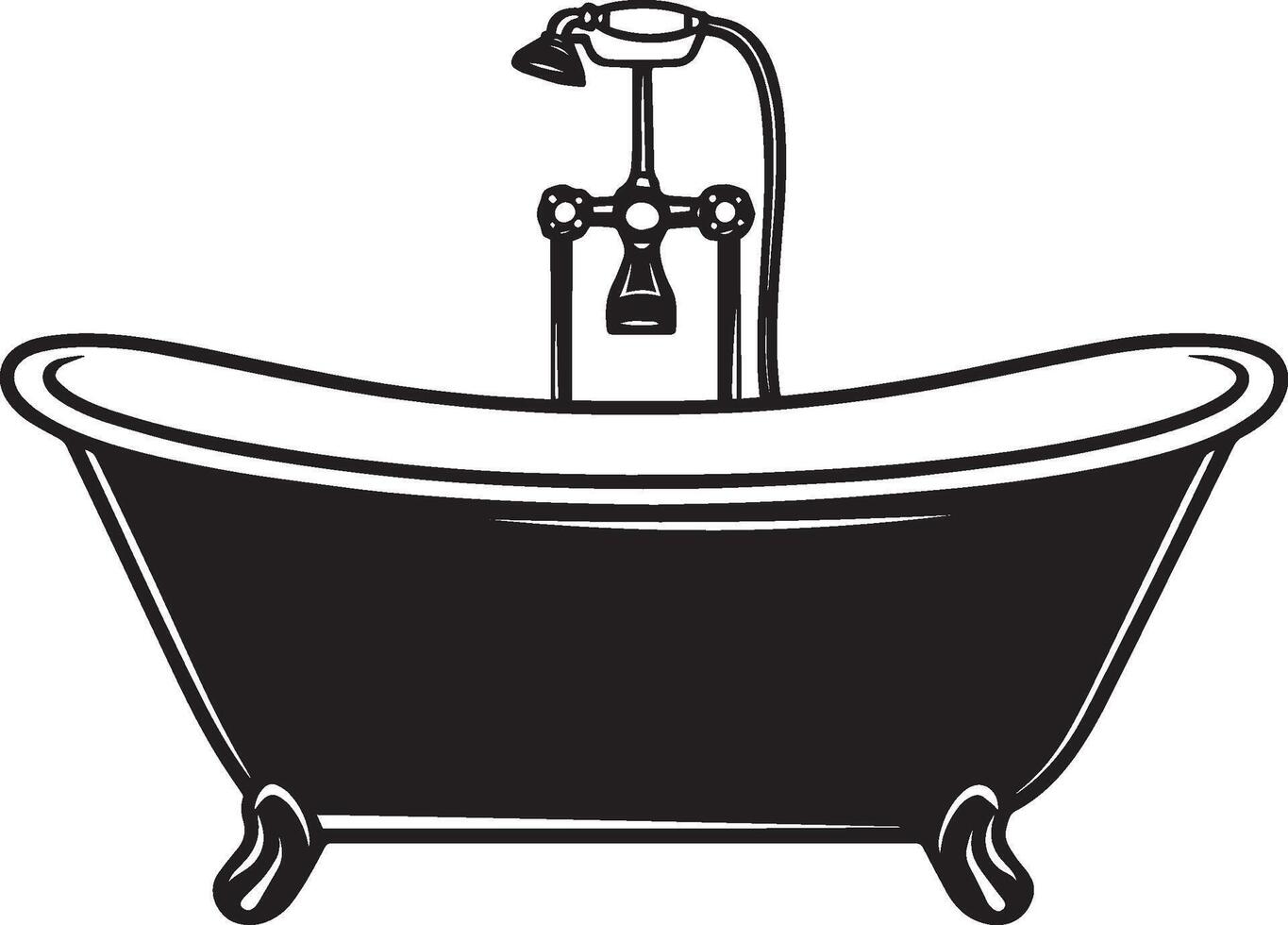 Clean and simple black silhouette of a bathtub icon. vector