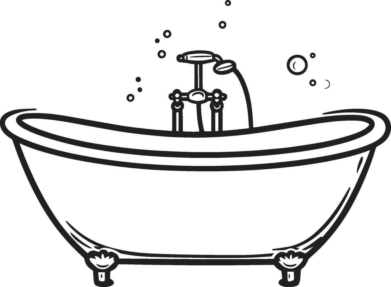 bathtub clean simple linear outline black illustration vector