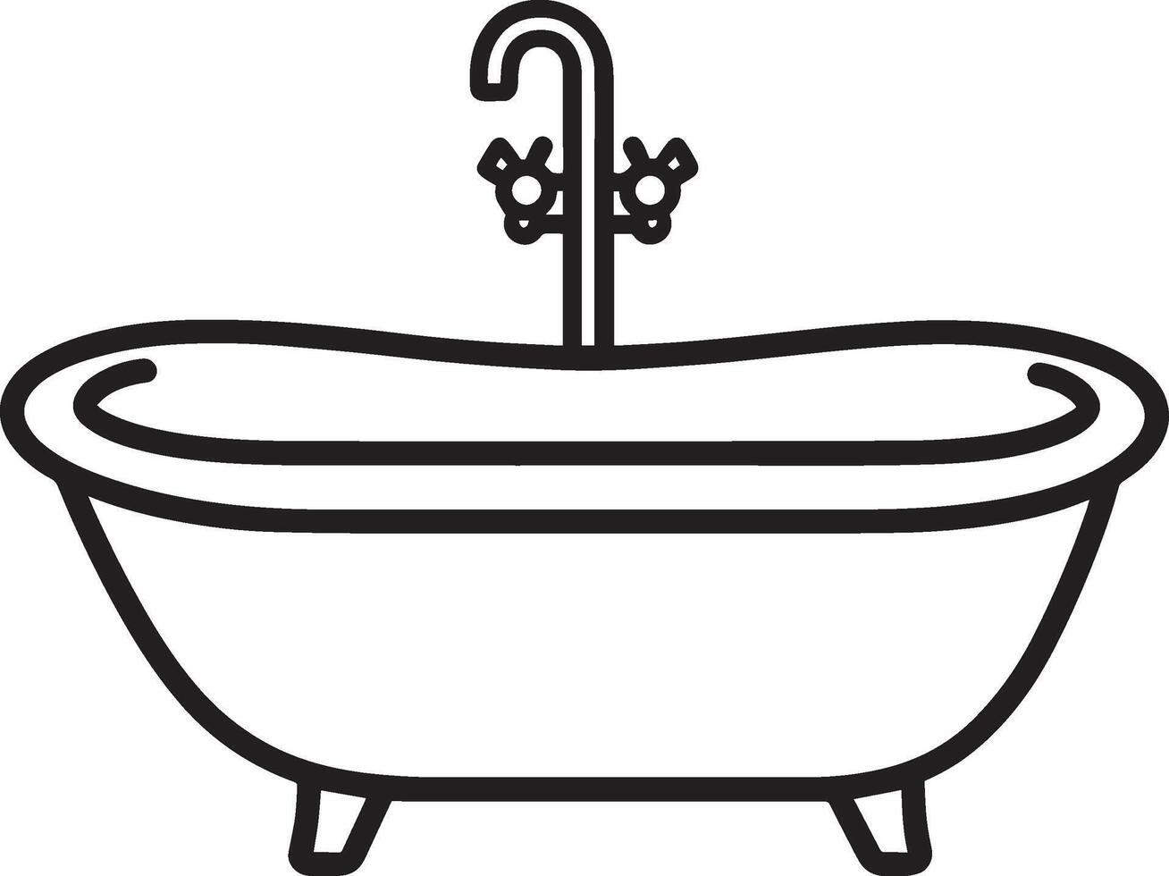 bathtub icon clean simple outline black illustration vector