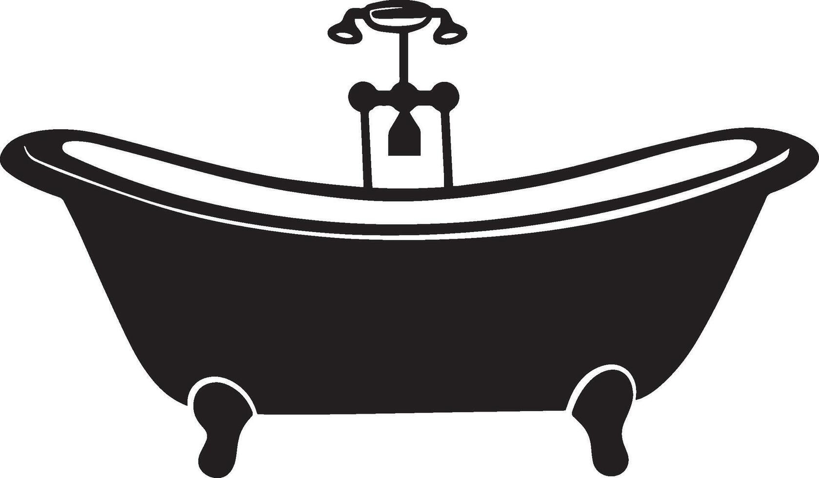 bathtub icon clean simple silhouette black illustration vector