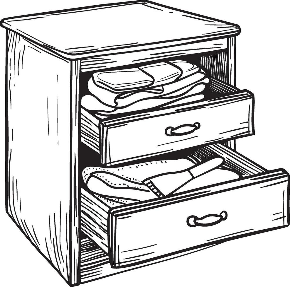 drawer clean simple linear outline black illustration vector