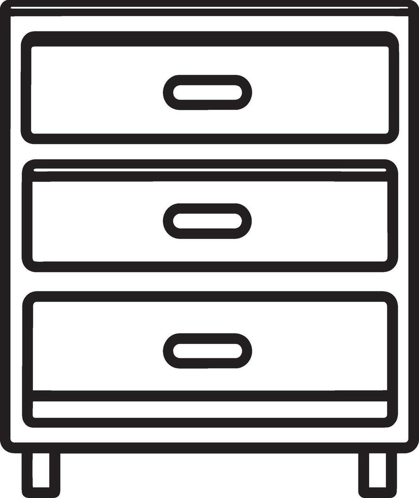 Clean and simple black outline of a drawer icon. vector
