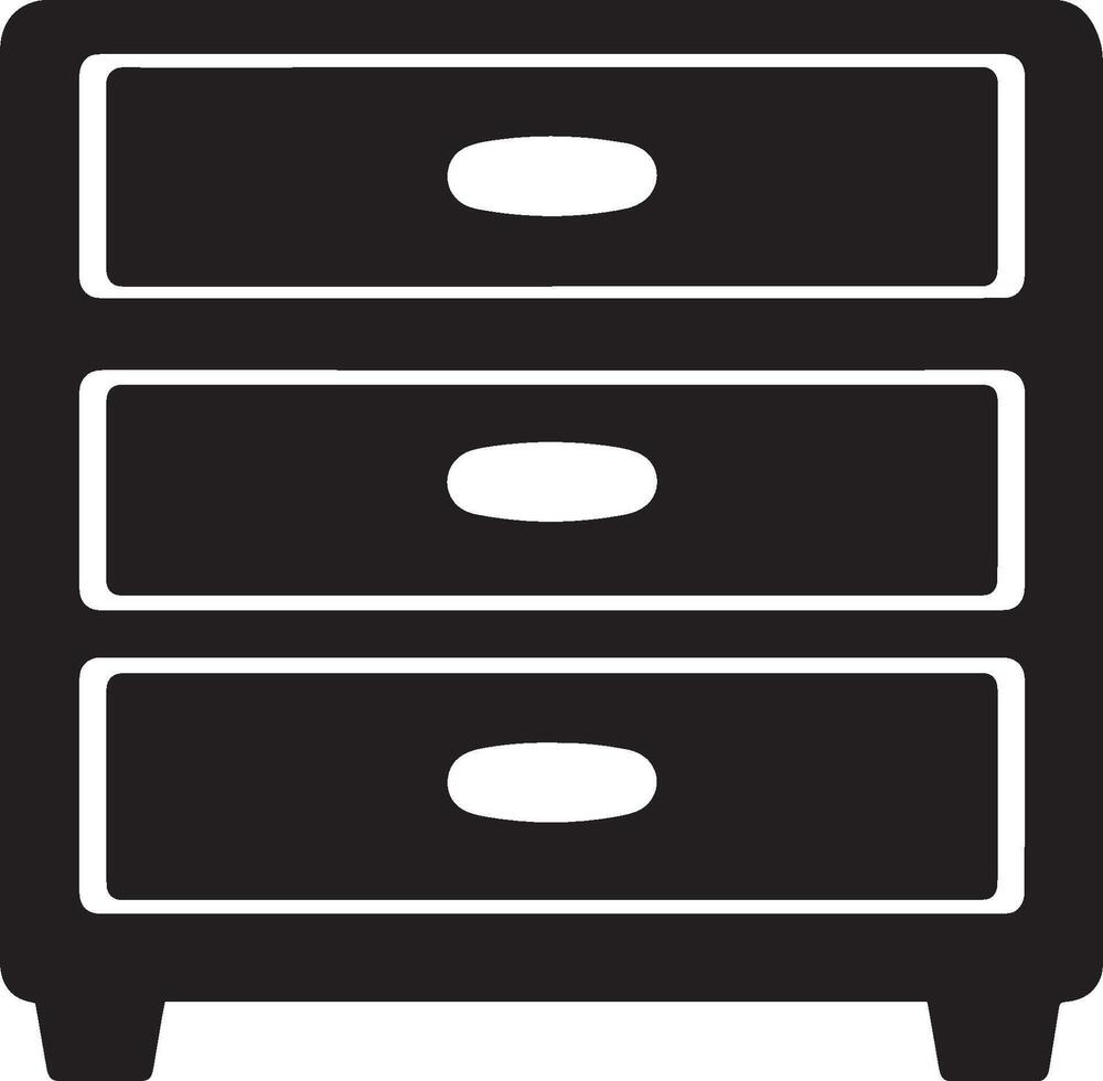 Minimalistic black illustration of a drawer symbol. vector