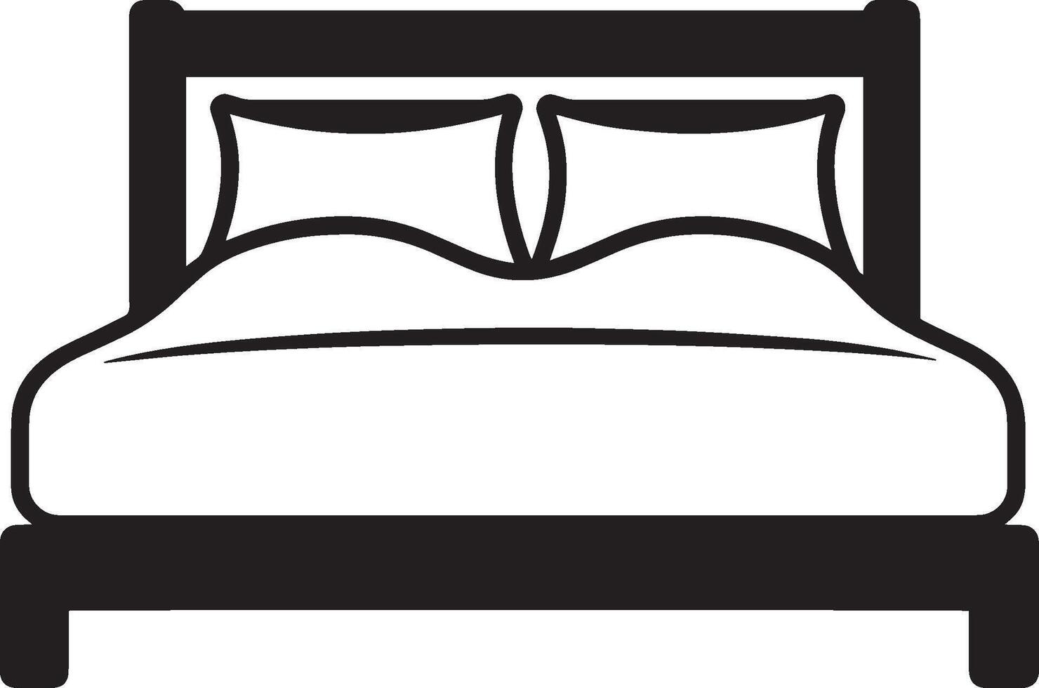 Clean and simple black outline of a bed icon. vector