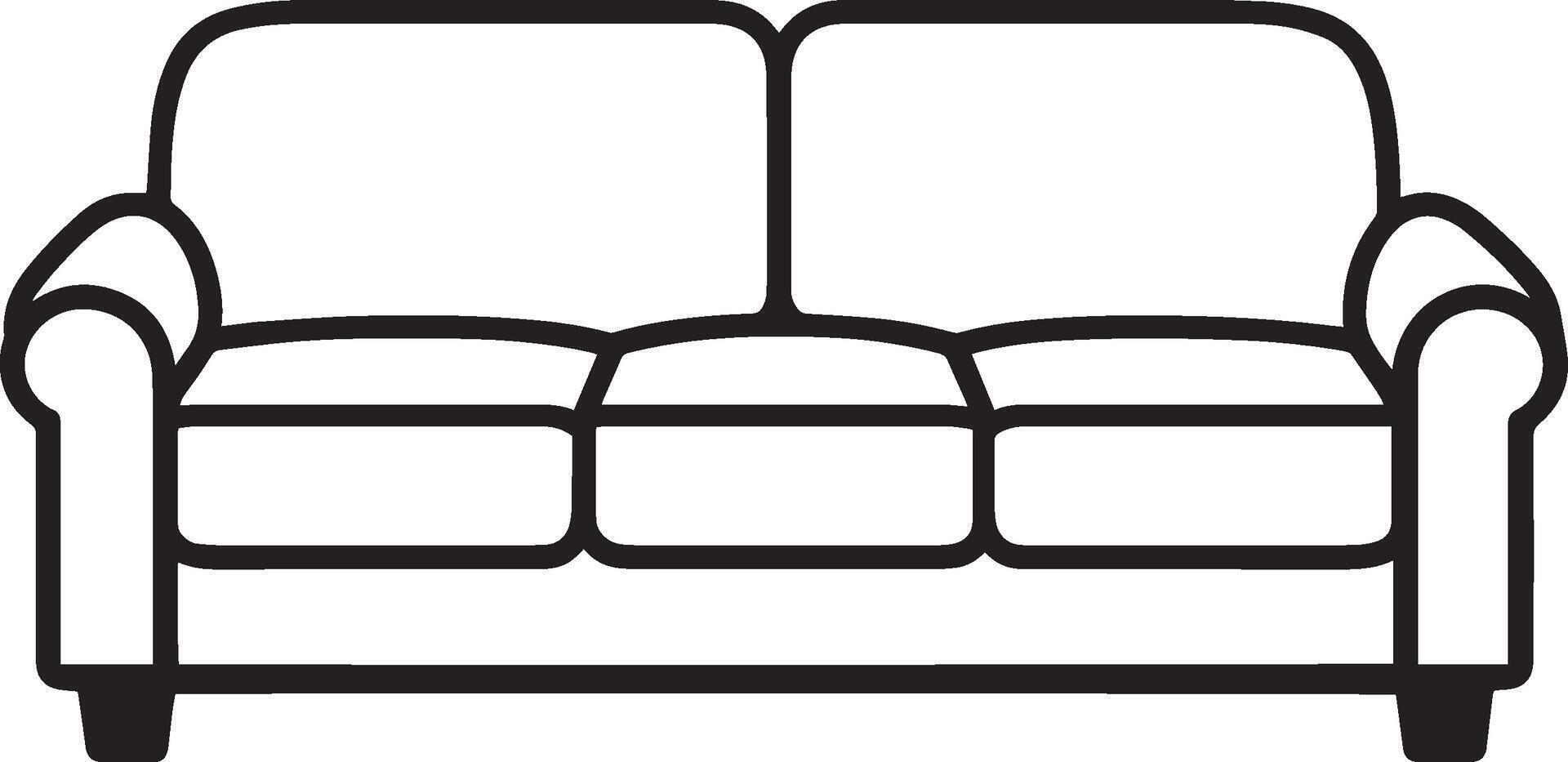 Minimalistic black illustration of a sofa symbol with an outline. vector
