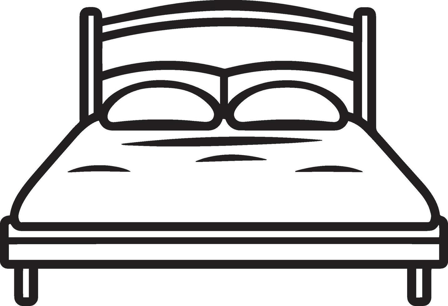 Minimalistic black illustration of a bed symbol with an outline. vector