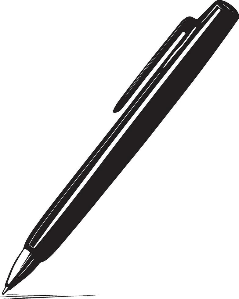 Pen clean simple linear outline black illustration vector