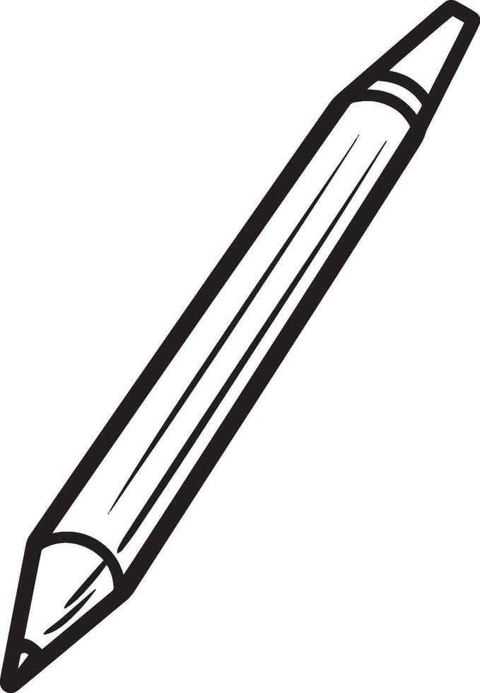 Clean and simple black linear outline of a pencil. vector