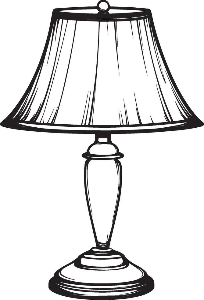 Black outline of a lamp in a clean, simple linear style. vector