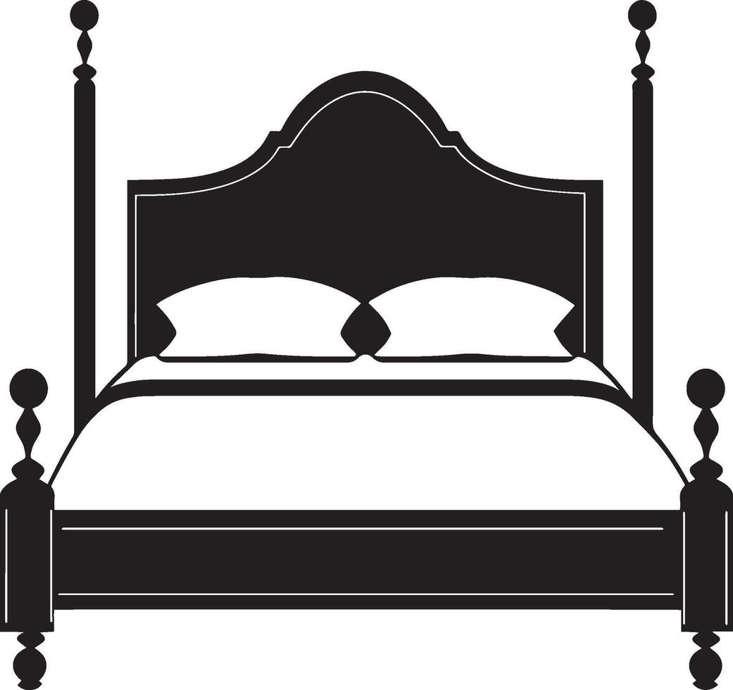 Minimalistic black illustration of a bed symbol. vector