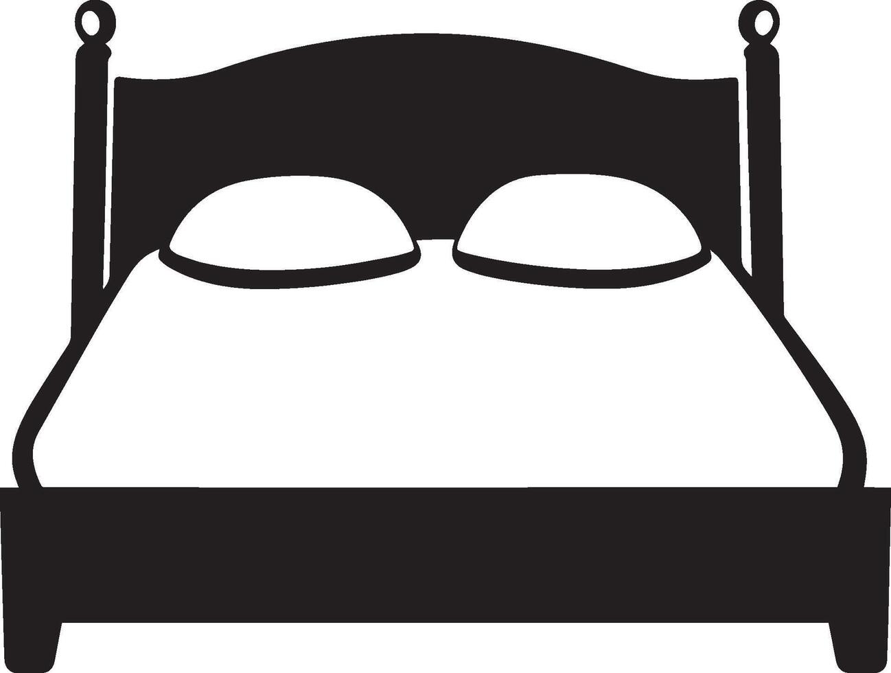Black silhouette of a bed icon with a clean, simple design. vector