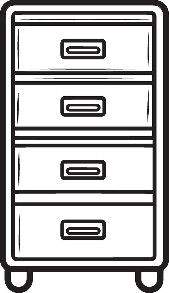 Filing Cabinet clean simple linear outline black illustration vector