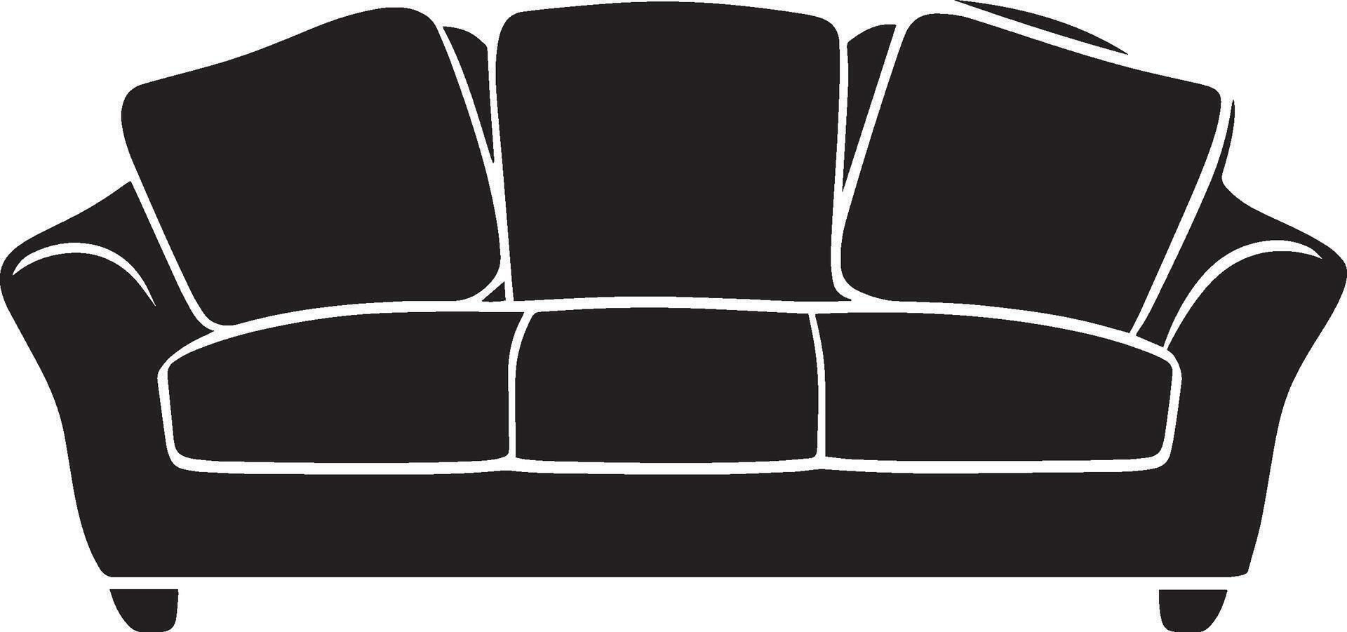 Clean and simple black silhouette of a sofa icon. vector