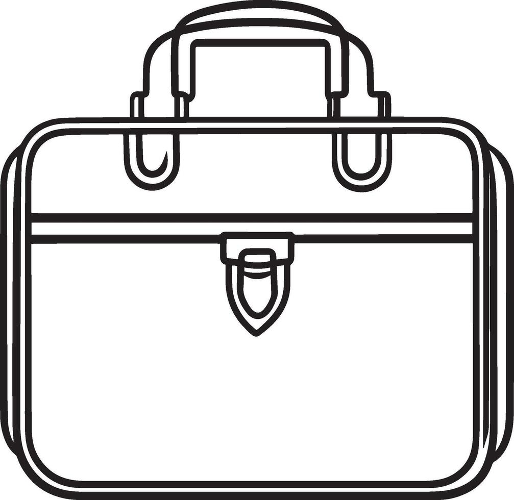 Clean and simple black linear outline of a business suitcase. vector
