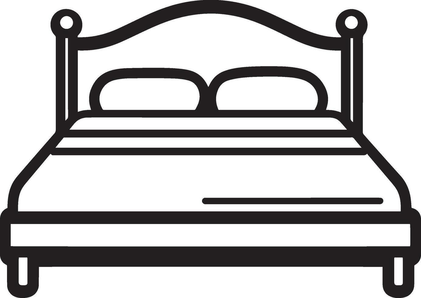 bed icon clean simple outline black illustration vector