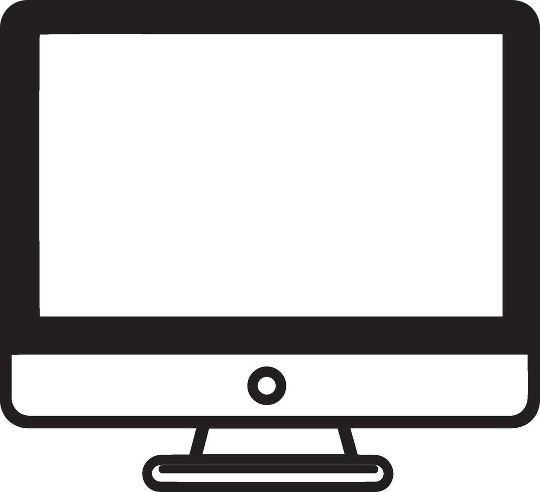 Clean and simple black outline of a computer icon. vector