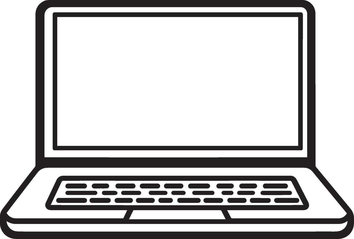 Minimalistic black illustration of a laptop symbol with an outline. vector