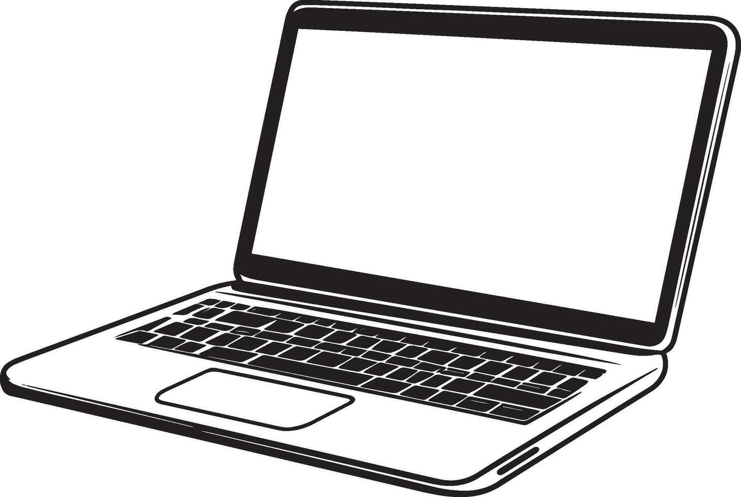 Minimalistic black illustration of a laptop with a linear outline. vector